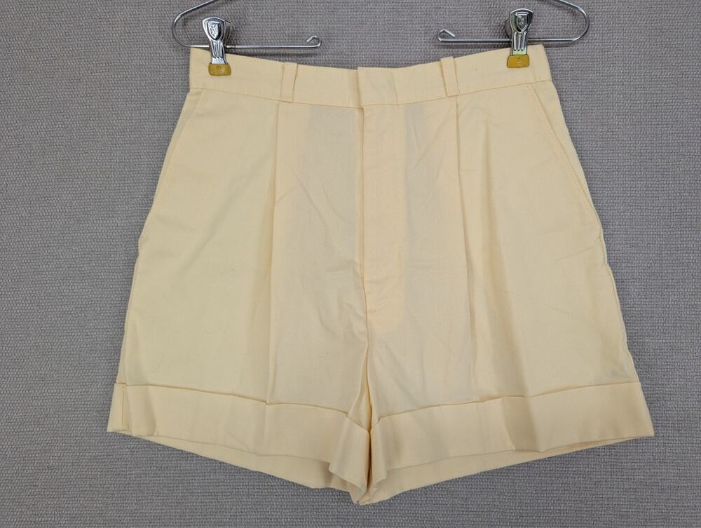 Vintage Cheryl Tiegs Cuffed Shorts Size 10 High Waisted USA Yellow -0925F134